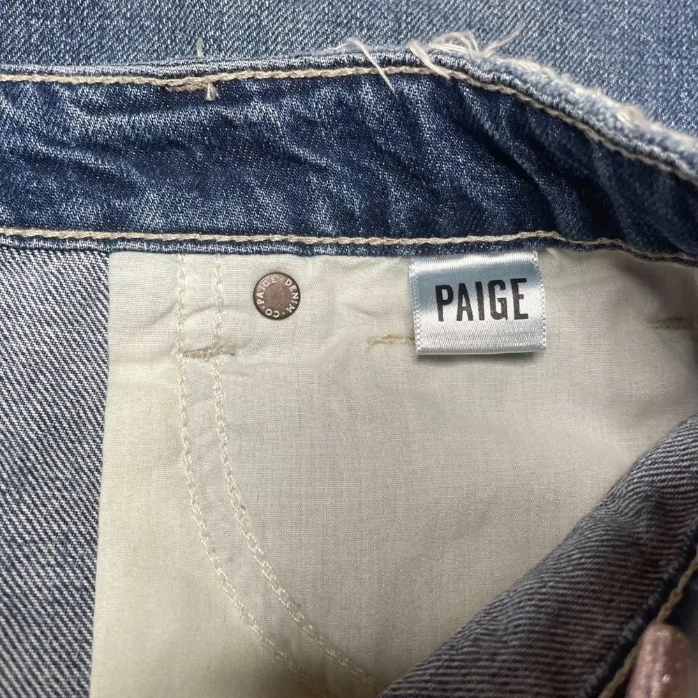 Paige Alethea Vale Denim Mini Skirt Blue Raw Hem Size 27 - Picture 10 of 14